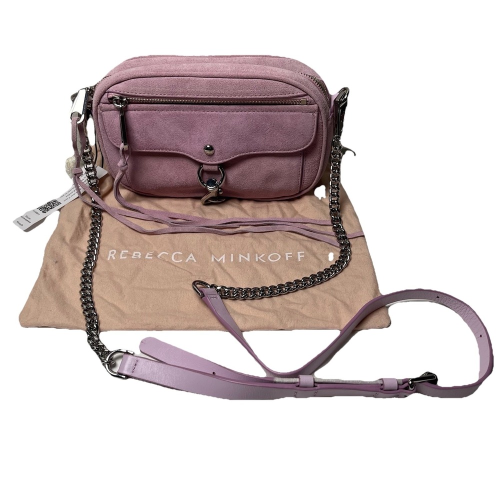 New Rebecca Minkoff Orchid Suede Leather Blythe Crossbody Purse Handbag Pink NWT